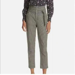 Rebecca Taylor La Vie Black Railroad Stripe Ultra High Rise Crop Jeans Size 26